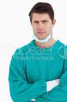 Close up of male doctor in scrubs