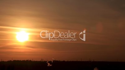 Sunset with clouds, evening (Time Lapse)