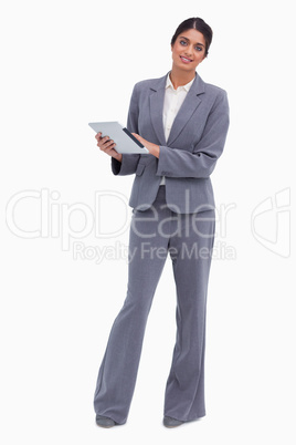 Smiling female entrepreneur with tablet computer