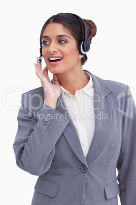 Female call center employee looking to the side