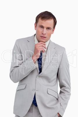 Close up of businessman in thoughts