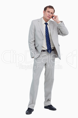 Businessman listening to caller