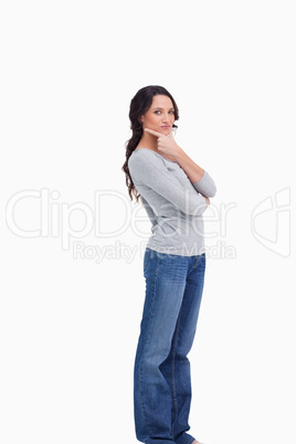 Side view of thoughtful woman