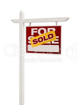 Sold For Sale Real Estate Sign Isolated - Right