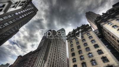 HDR Timelapse Dark Clouds above Skyscraper