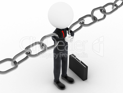 3d businessman holding a chain together