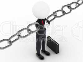 3d businessman holding a chain together