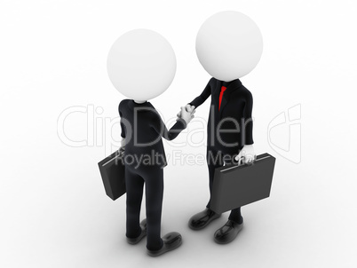 3d business people shaking hands over a deal