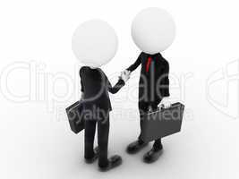 3d business people shaking hands over a deal
