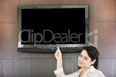 businesswoman presentation with lcd tv
