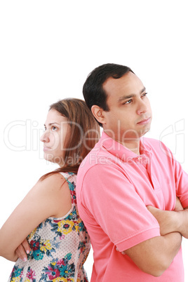 Young couple standing back to back having relationship difficult