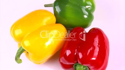 Vegetables, three-color peppers, rotate, 2 clips