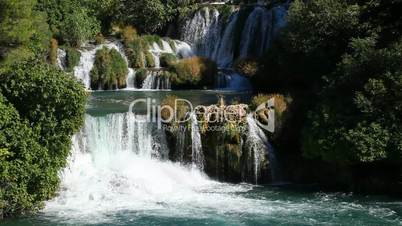 Waterfall green trees