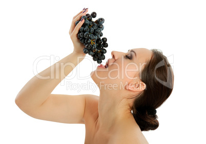 young woman with grape