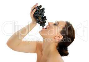 young woman with grape