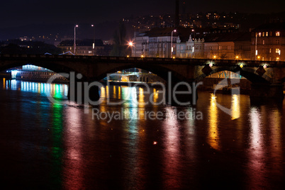 beautiful night view of Prague bridge