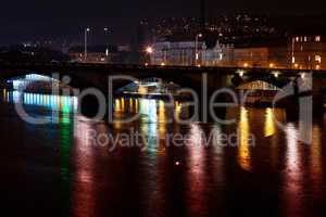 beautiful night view of Prague bridge