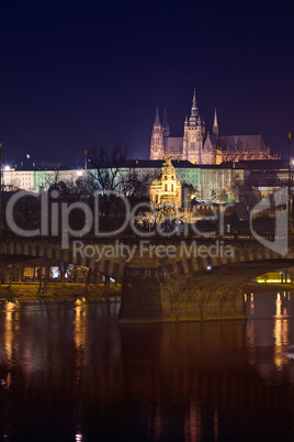 beautiful night view of Prague Castle