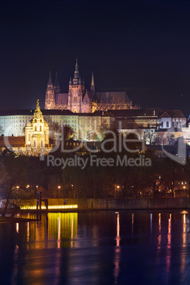 beautiful night view of Prague Castle