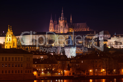beautiful night view of Prague Castle