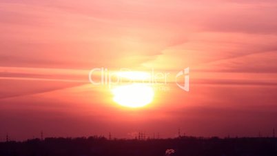 Sunset with clouds, evening (Time Lapse)