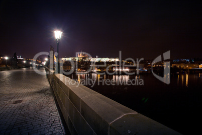 beautiful night view of the Charles Bridge in Prague