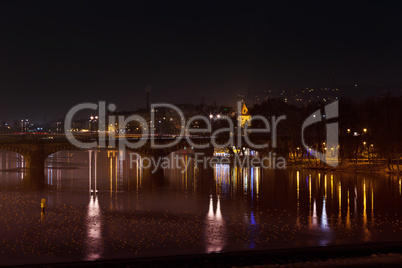 beautiful night view of Prague bridge