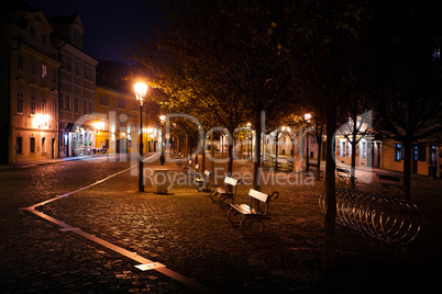 beautiful night view of the street in Prague