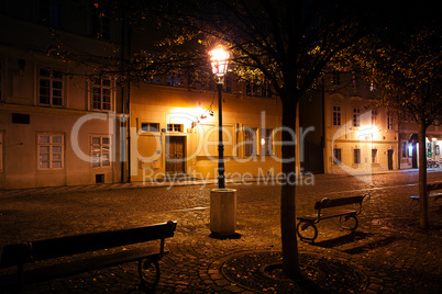 beautiful night view of the street in Prague