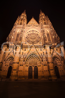 beautiful night view of  St. Vitus Cathedral in Prague