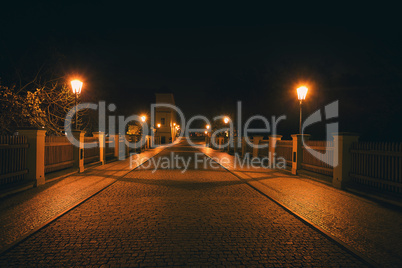 beautiful night view of the street in Prague