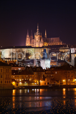 beautiful night view of Prague Castle