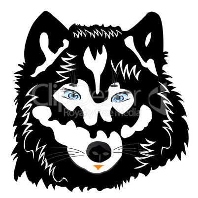 Vector illustration of the wolf on white
