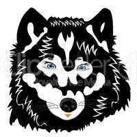 Vector illustration of the wolf on white
