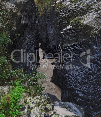 Alcantara river gorge in Sicily, Italy