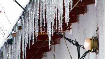Icicles on a roof.