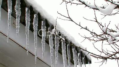 Icicles on a roof.