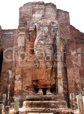 The ruined standing Buddha statue with app. 8m height, Polonnaru