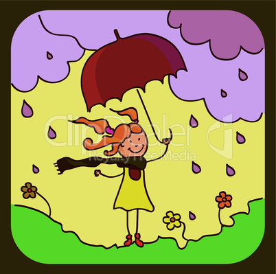 A girl with a red umbrella