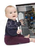 young child with open computer