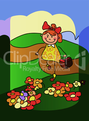 Girl picking flowers