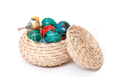 quail easter eggs in basket