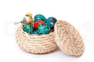 quail easter eggs in basket