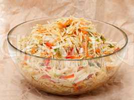 Coleslaw in glass bowl