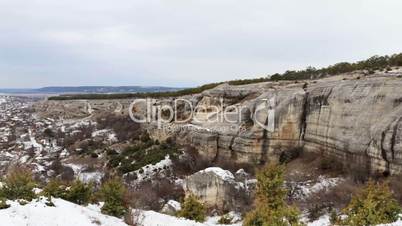 Winter cloudy, windy weather in the mountains