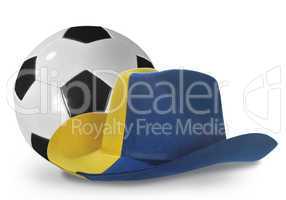 Yellow-blue cowboy hat and soccer ball