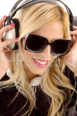 close view of woman enjoying music