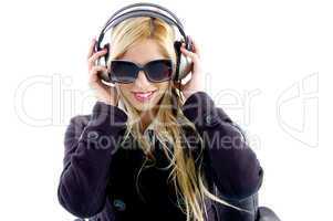 portrait of woman enjoying music