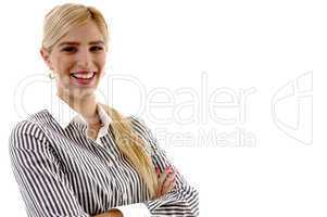 portrait of businesswoman with folded hands