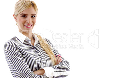 portrait of businesswoman with folded hands